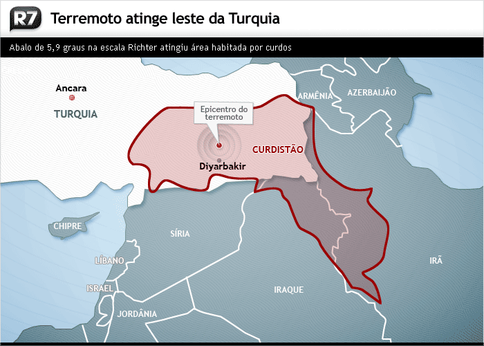 Mapa Terremoto Turquia Curdist&atilde;o (USAR ESTE)